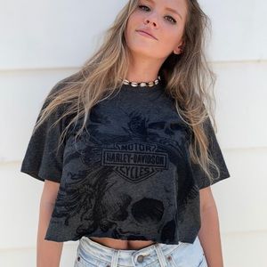 Vintage Harley Davidson Cropped Tee Shirt